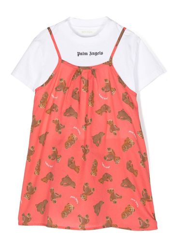 Palm Angels Kids bear-print T-shirt dress - Rosa