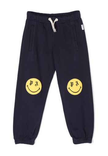 Palm Angels Kids smiley-print track pants - Blau