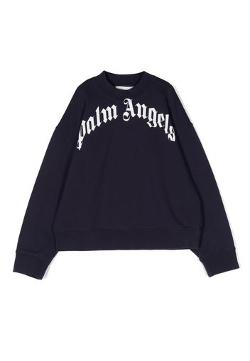 Palm Angels Kids logo-print sweatshirt - Blau