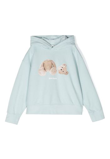 Palm Angels Kids teddy bear-print hoodie - Blau