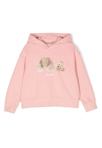 Palm Angels Kids teddy-bear-print hoodie - Rosa