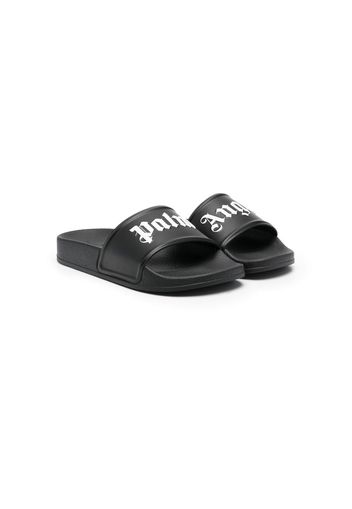 Palm Angels Kids logo print flip flops - Schwarz