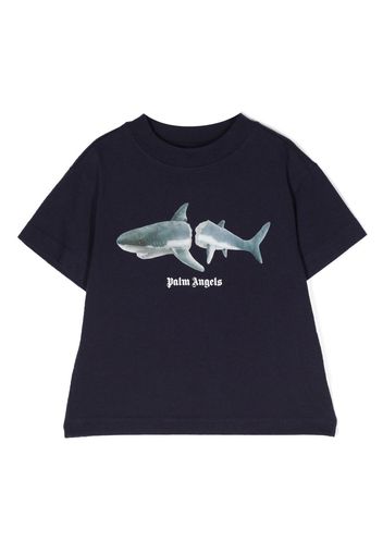 Palm Angels Kids shark-print cotton T-shirt - Blau