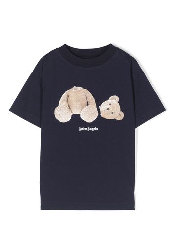 Palm Angels Kids teddy bear print T-shirt - Blau