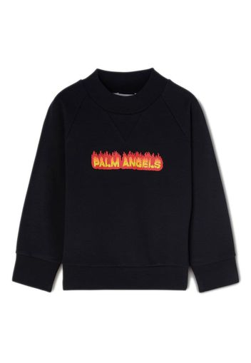 Palm Angels Kids Sweatshirt mit Flammen-Print - Schwarz