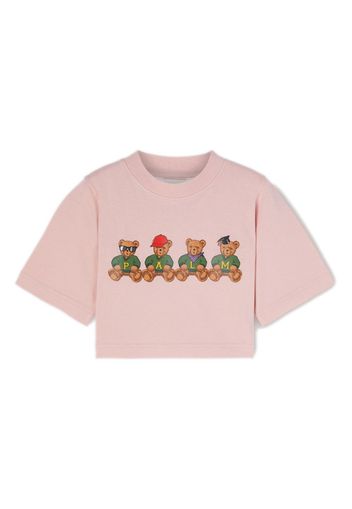 Palm Angels Kids Cropped-T-Shirt mit Teddy-Print - Rosa