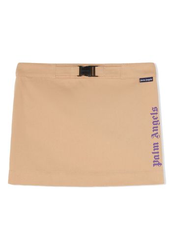 Palm Angels Kids logo-print cotton skirt - Nude