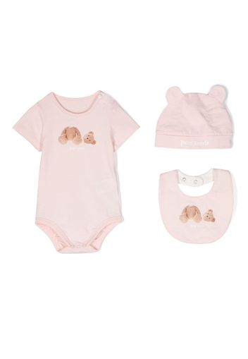 Palm Angels Kids teddy bear-print babygrow set (set of three) - Rosa