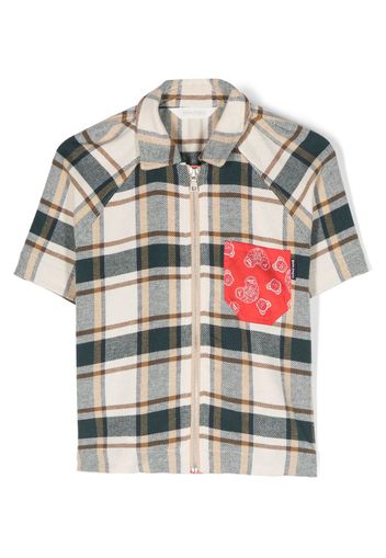 Palm Angels Kids bandana-print pocket plaid shirt - Nude