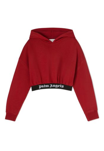 Palm Angels Kids Cropped-Hoodie mit Logo-Bund - Rot