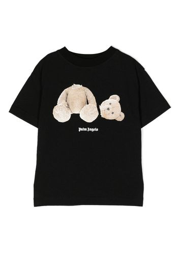 Palm Angels Kids Teddy Bear print cotton T-shirt - 1060 BLACK BROWN