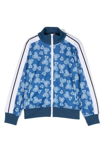 Palm Angels Kids bear-motif zip-up sweatshirt - Blau