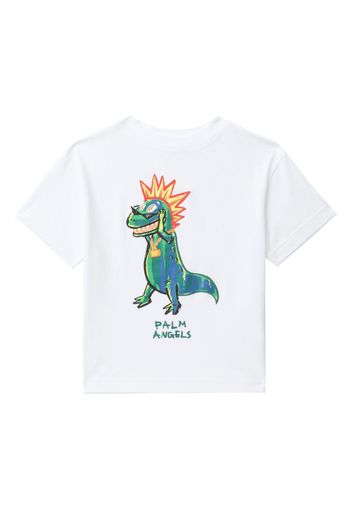 Palm Angels Kids dinosaur-print cotton T-shirt - Weiß