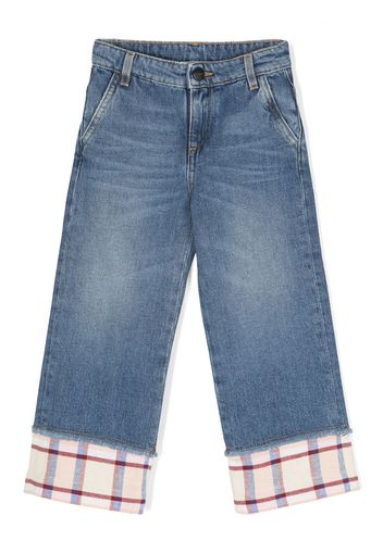 Palm Angels Kids check pattern-trim jeans - Blau