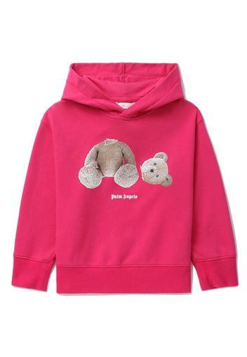 Palm Angels Kids Bear-print cotton hoodie - Rosa