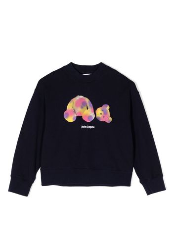 Palm Angels Kids logo-print cotton sweatshirt - Blau