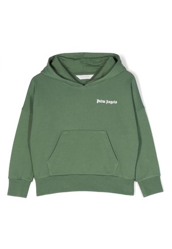 Palm Angels Kids logo-print organic cotton hoodie - Grün