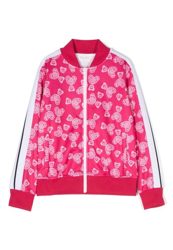 Palm Angels Kids teddy bear-print zip-up bomber jacket - Rosa