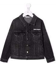 Palm Angels Kids Jeansjacke mit Logo-Print - 1001 BLACK WHITE