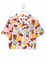 Palm Angels Kids CROPPED SHIRT AOP CAMU PINK BEIGE - Nude