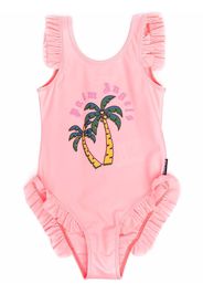 Palm Angels Kids palm-tree logo swimsuit - Rosa
