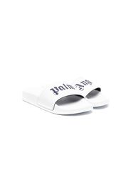 Palm Angels Kids logo print slides - Weiß