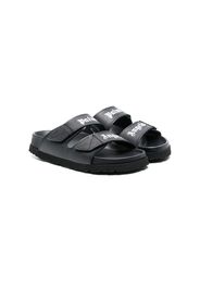 Palm Angels Kids logo-print leather slides - Schwarz