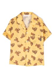 Palm Angels Kids teddy-bear print bowling shirt - Gelb