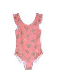 Palm Angels Kids teddy bear-print swimsuit - Rosa