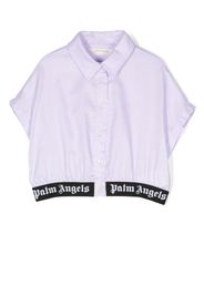 Palm Angels Kids short-sleeve logo-hem shirt - Violett