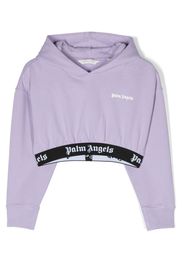 Palm Angels Kids logo-print cropped hoodie - Violett