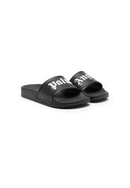 Palm Angels Kids logo print flip flops - Schwarz