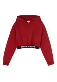 Palm Angels Kids Cropped-Hoodie mit Logo-Bund - Rot