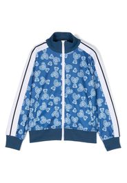 Palm Angels Kids bear-motif zip-up sweatshirt - Blau