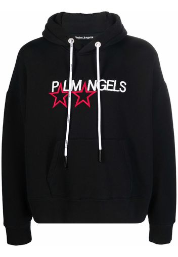 Palm Angels stars logo-embroidered hoodie - Schwarz