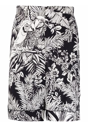 Palm Angels JUNGLE PARROTS SHORT BLACK WHITE - Schwarz