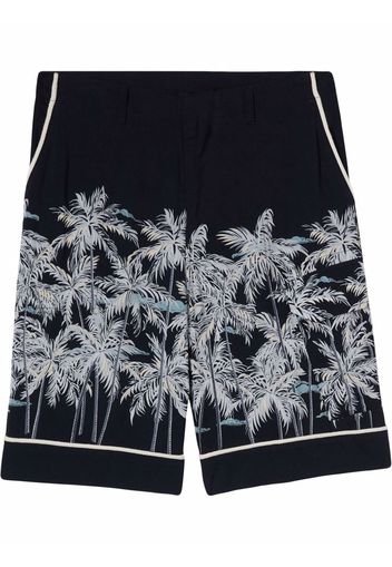 Palm Angels ALLOVER PALMS SHORTS BLACK OFF WHITE - Schwarz