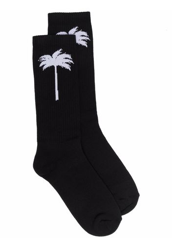 Palm Angels Socken mit Intarsien-Logo - Schwarz
