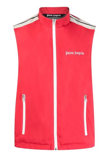 Palm Angels logo-print stripe-trim zipped gilet - Rot