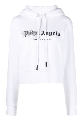 Palm Angels rhinestone-embellished logo print hoodie - Weiß