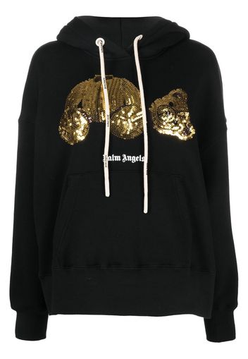 Palm Angels sequined-bear oversized hoodie - Schwarz