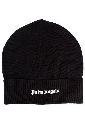 Palm Angels logo-lettering knitted beanie - Schwarz