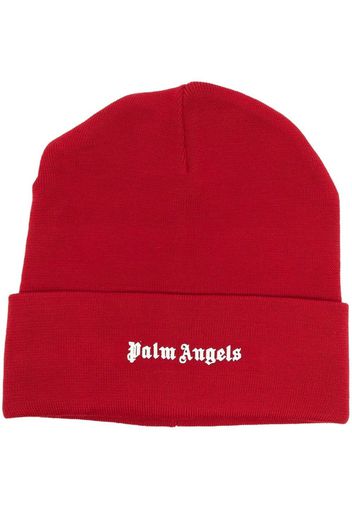 Palm Angels logo-print knitted beanie - Rot