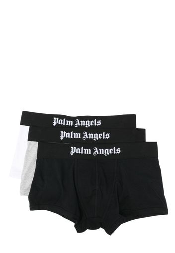 Palm Angels tri-pack logo-waistband boxer set - Grau