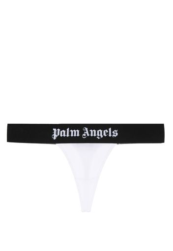 Palm Angels logo-trim stretch-cotton thong - Weiß