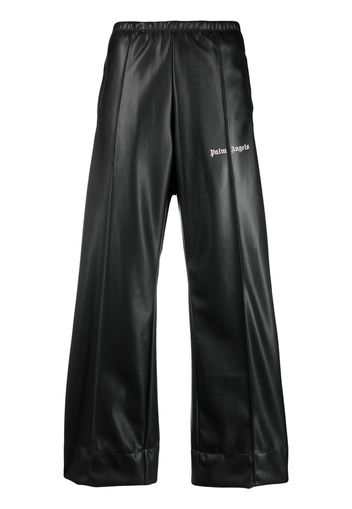 Palm Angels Leather Effect logo-print track pants - Schwarz