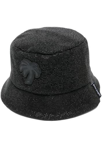 Palm Angels palm-patch rhinestone bucket hat - Schwarz