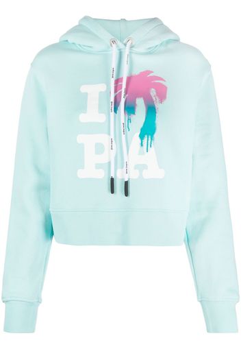 Palm Angels I Love PA graphic-print drawstring hoodie - Blau