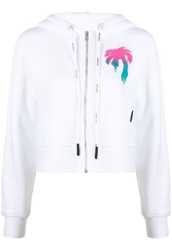 Palm Angels logo-print cotton hoodie - Weiß