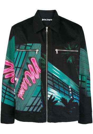 Palm Angels Miami-print cotton jacket - Schwarz